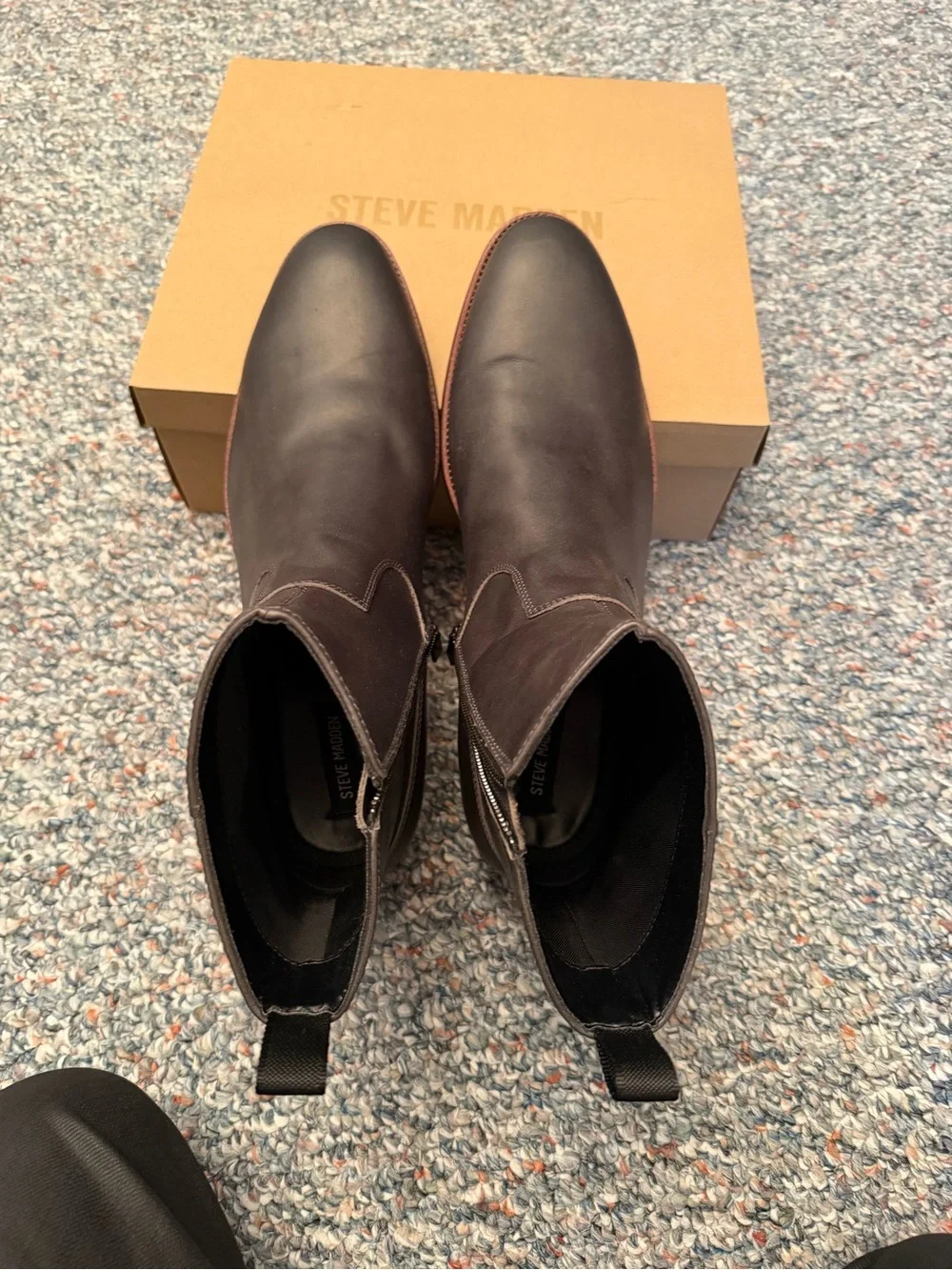 Men’s Steve Madden Hendrik dress boots size 12 black/grey leather zipper new NIB